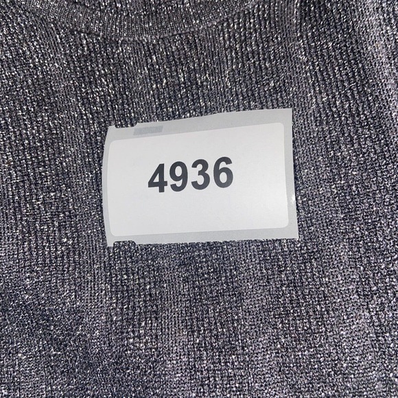 Chico's Top Womens 2 Gray Glitter V Neck Knit Batwing Sleeve Casual Blouse - Picture 11 of 11